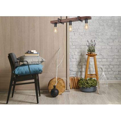 Lustr na řetězu HARD 3xE27/11W/230V dřevo/černá