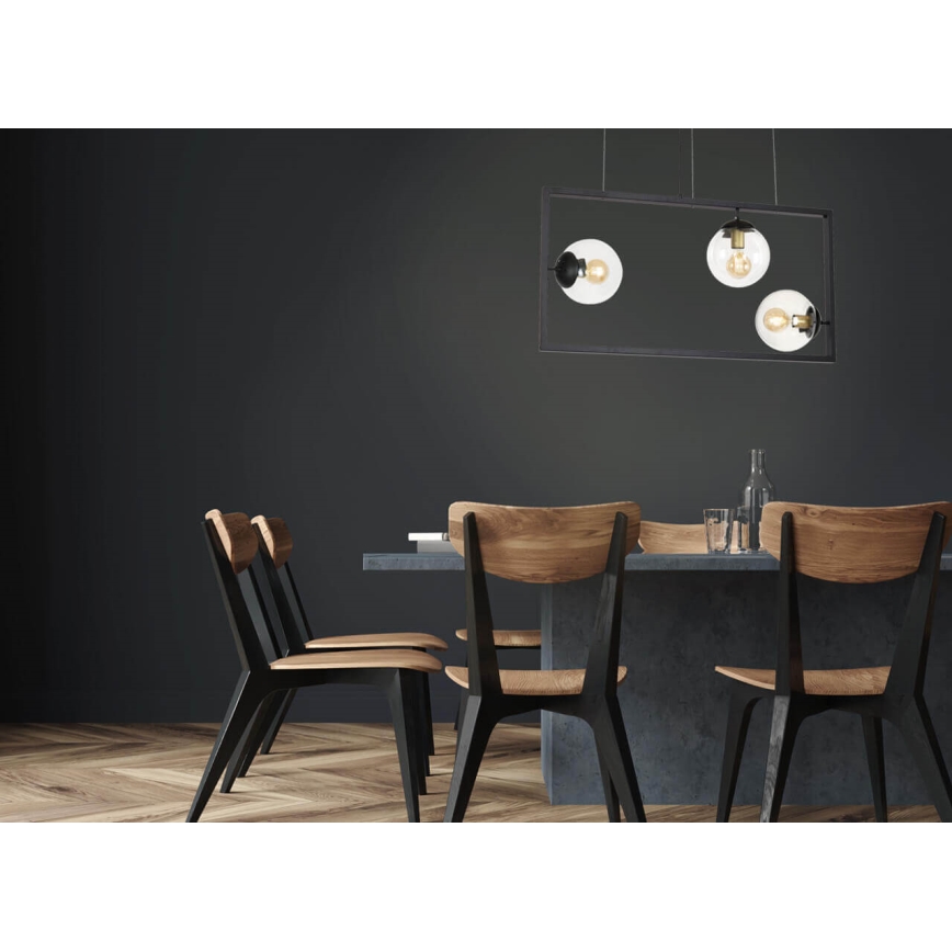 Lustr na lanku REY 3xE27/7W/230V černá
