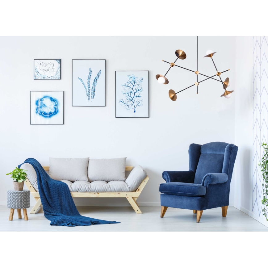 Lustr na tyči TROMPETS 6xG9/4W/230V zlatá/černá