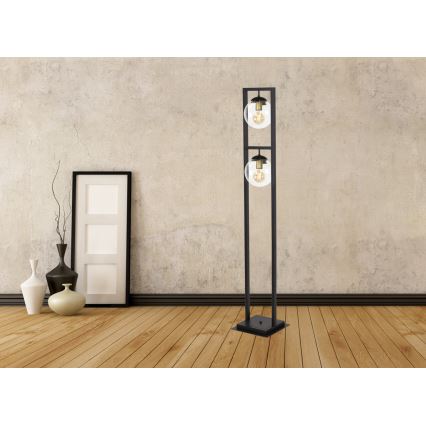 Stojací lampa REY 2xE27/7W/230V černá