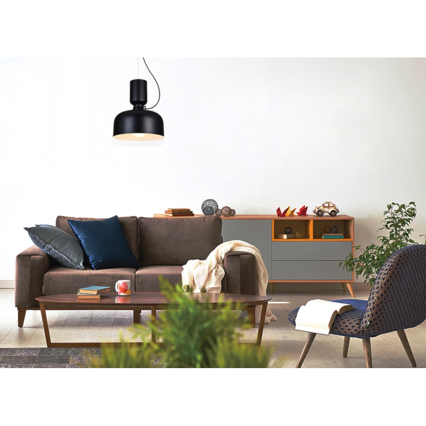 Lustr na lanku ABEL 2xE27/11W/230V pr. 28 cm černá
