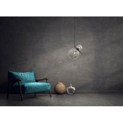 Lustr na lanku JUNO 1xE27/7W/230V + 1xG9/3W/230V šedá/černá
