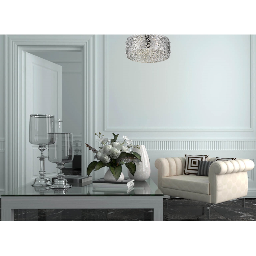 LED Stmívatelné křišťálové stropní svítidlo FOREST 5xLED/5W/230V matný chrom