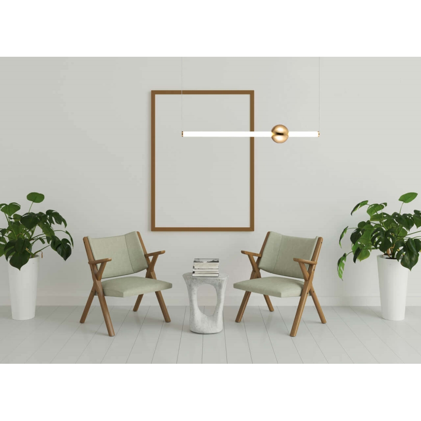 LED Lustr na lanku LED/30W/230V bílá/měděná