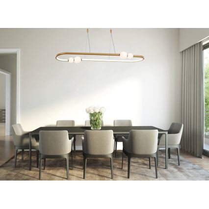 LED Stmívatelný lustr na lanku JUNIPER LED/47,5W/230V zlatá + dálkové ovládání