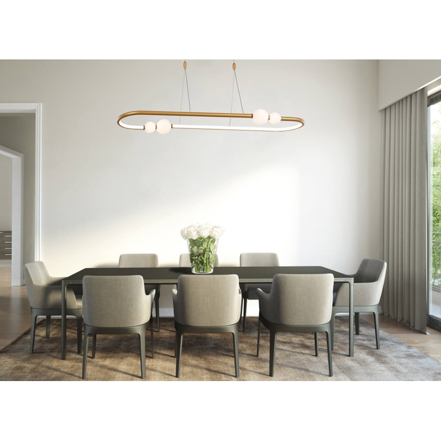 LED Stmívatelný lustr na lanku JUNIPER LED/47,5W/230V zlatá + dálkové ovládání