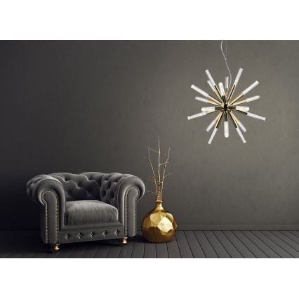 LED Lustr na lanku EIRENE 18xLED/5W/230V zlatá