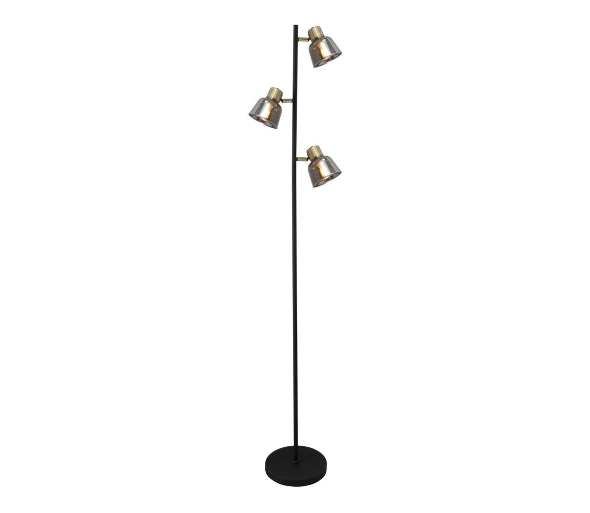 Klausen Klausen KL107008 - Stojací lampa SMOKY 3xE14/9W/230V černá/mosaz/šedá KS0067