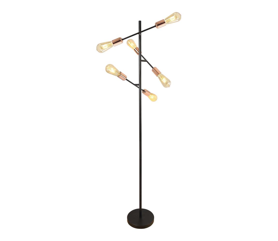 Klausen Klausen KL107009 - Stojací lampa STRAIGHT 6xE27/15W/230V černá/měděná KS0074