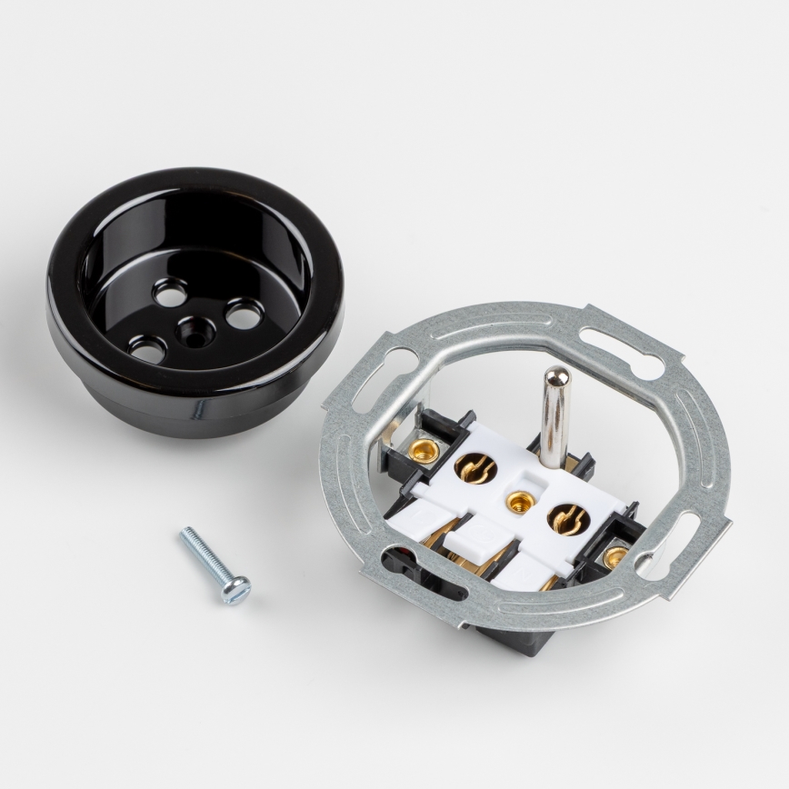 Kliklap - Dvojitá retro zásuvka domovní s rámečkem č. 1 černá