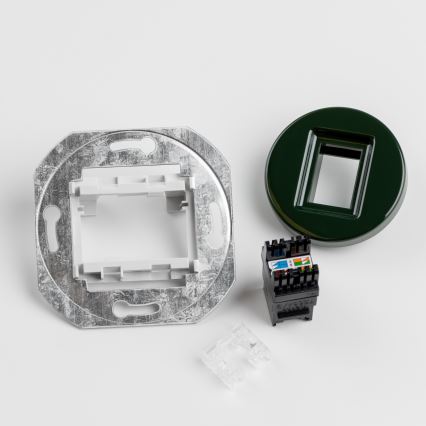 Kliklap - Retro datová zásuvka s rámečkem zelená