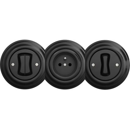 Kliklap - Retro dvojité tlačítko bez rámečku černá