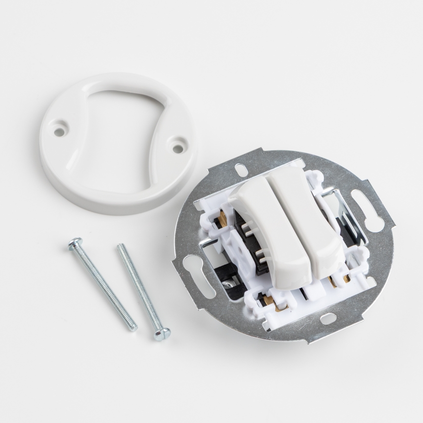 Kliklap - Retro dvojité tlačítko bez rámečku keramická bílá