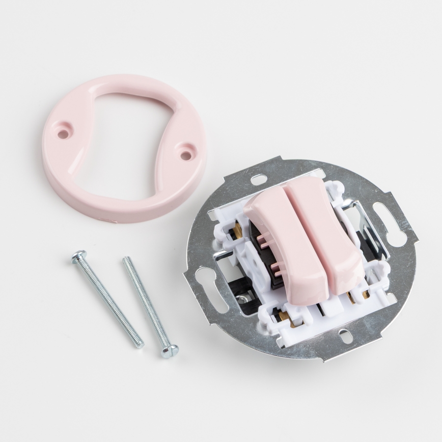 Kliklap - Retro dvojité tlačítko bez rámečku starorůžová