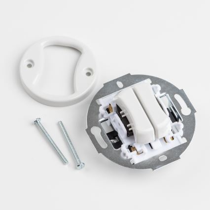 Kliklap - Retro dvojité tlačítko s rámečkem sněhově bílá