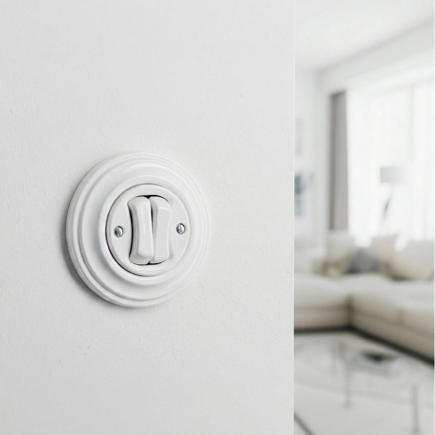 Kliklap - Retro dvojité tlačítko s rámečkem sněhově bílá