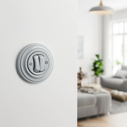 Kliklap - Retro dvojitý schodišťový vypínač s rámečkem č. 6+6 šedá