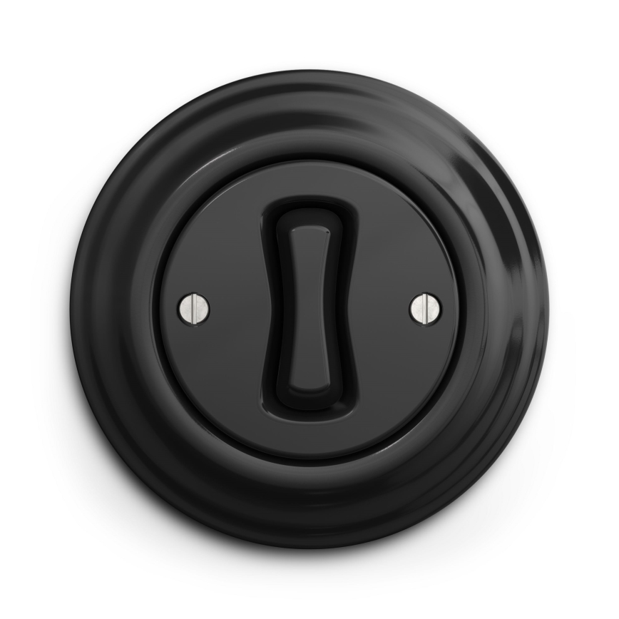 Kliklap - Retro jednopólový vypínač s rámečkem č. 1 černá