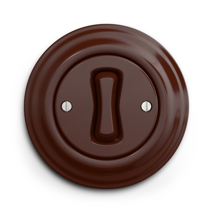 Kliklap - Retro jednopólový vypínač s rámečkem č. 1 hnědá