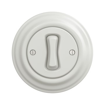 Kliklap - Retro jednopólový vypínač s rámečkem  č. 1 keramická bílá