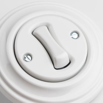 Kliklap - Retro jednopólový vypínač s rámečkem č. 1 sněhově bílá