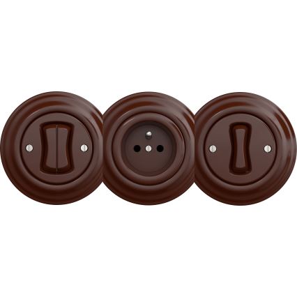 Kliklap - Retro křížový vypínač bez rámečku č. 7 bez rámečku hnědá