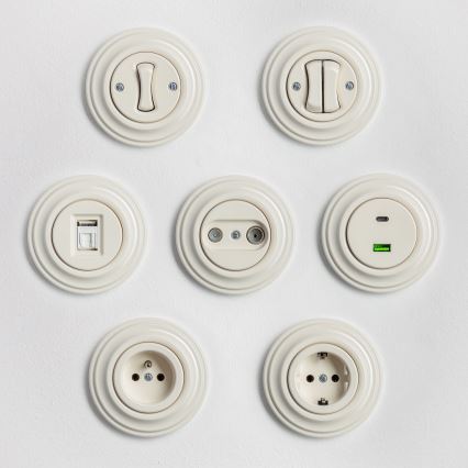 Kliklap - Retro schodišťový vypínač bez rámečku č. 6 béžová