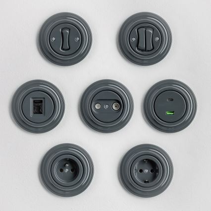 Kliklap - Retro schodišťový vypínač s rámečkem č. 6 antracit