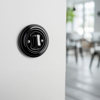 Kliklap - Retro sériový vypínač s rámečkem č. 5 černá