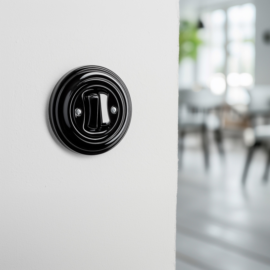 Kliklap - Retro sériový vypínač s rámečkem č. 5 černá