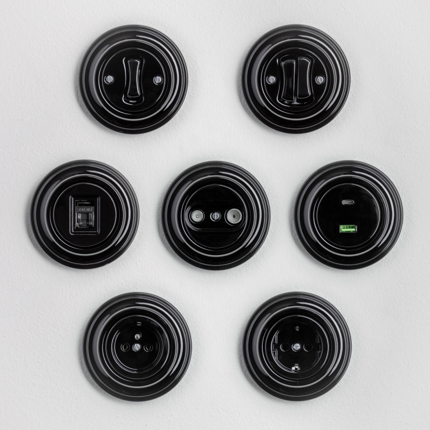 Kliklap - Retro sériový vypínač s rámečkem č. 5 černá