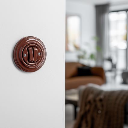 Kliklap - Retro sériový vypínač s rámečkem č. 5 hnědá