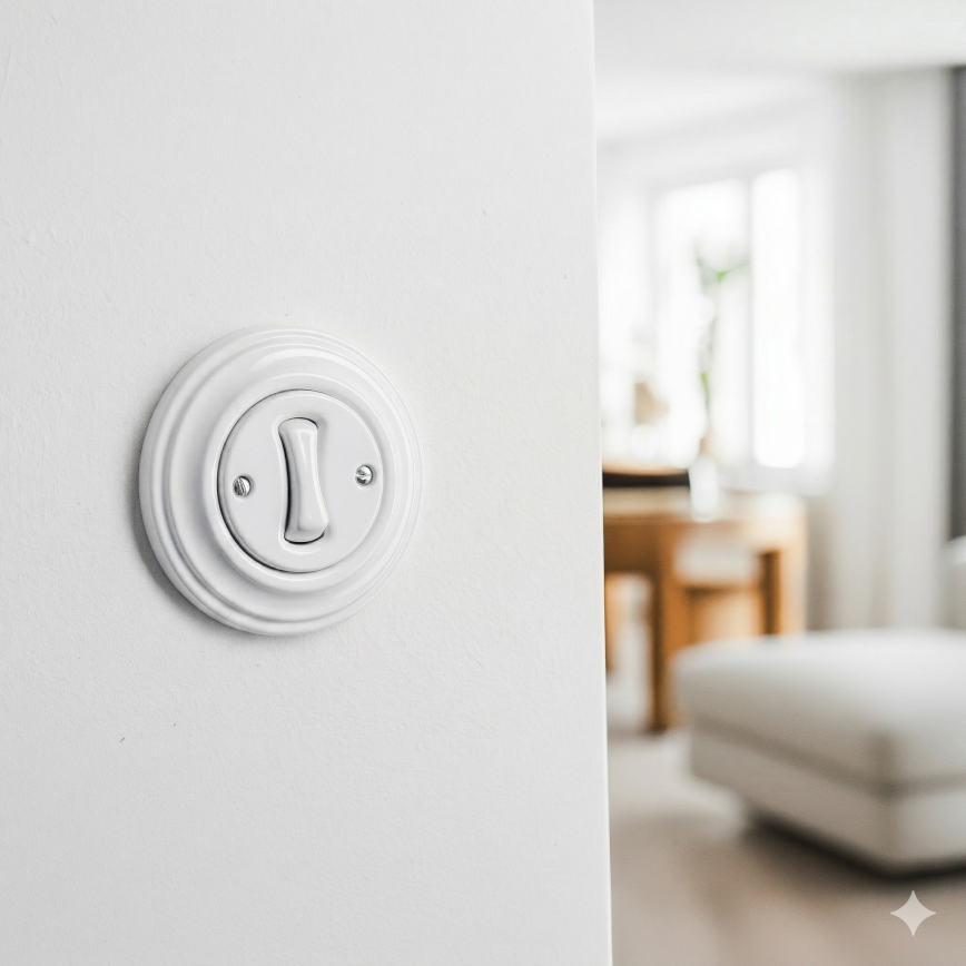 Kliklap - Retro tlačítko s rámečkem sněhově bílá