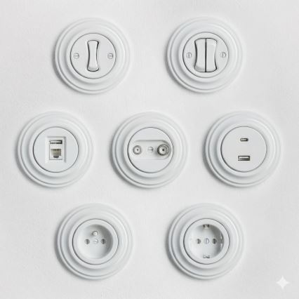 Kliklap - Retro tlačítko s rámečkem sněhově bílá