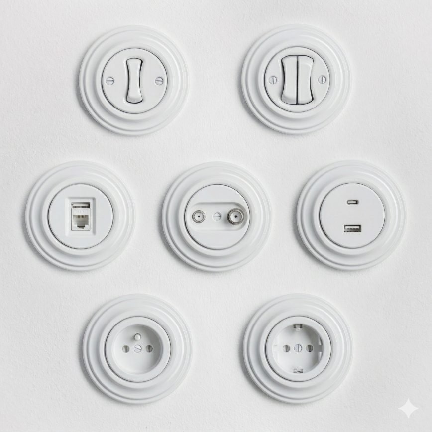 Kliklap - Retro tlačítko s rámečkem sněhově bílá