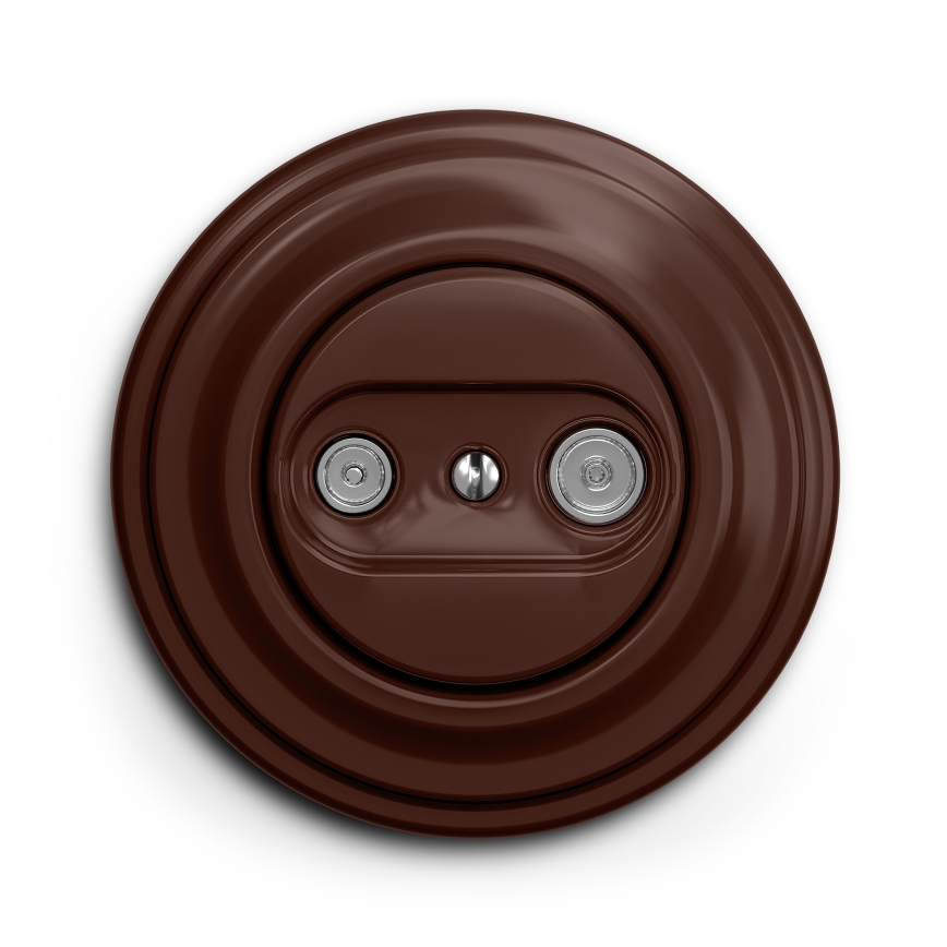 Kliklap - Retro účastnická zásuvka TV+R (koncová) s rámečkem hnědá