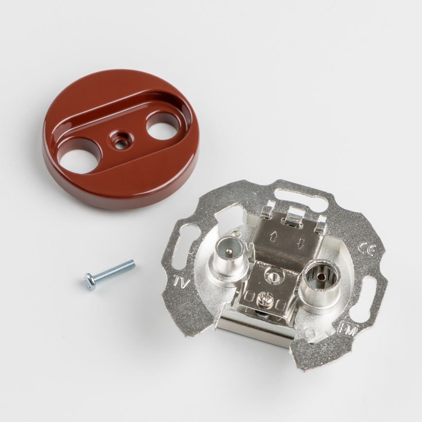 Kliklap - Retro účastnická zásuvka TV+R (koncová) s rámečkem hnědá