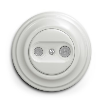 Kliklap - Retro účastnická zásuvka TV+R (koncová) s rámečkem keramická bílá