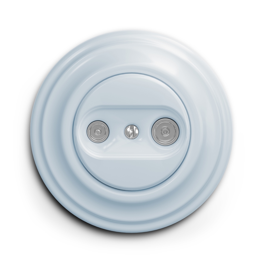 Kliklap - Retro účastnická zásuvka TV+R (koncová) s rámečkem modrá