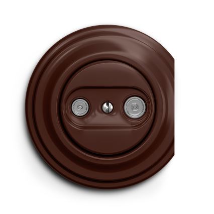 Kliklap - Retro účastnická zásuvka TV+R (průběžná) bez rámečku hnědá