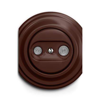Kliklap - Retro účastnická zásuvka TV+R (průběžná) bez rámečku hnědá