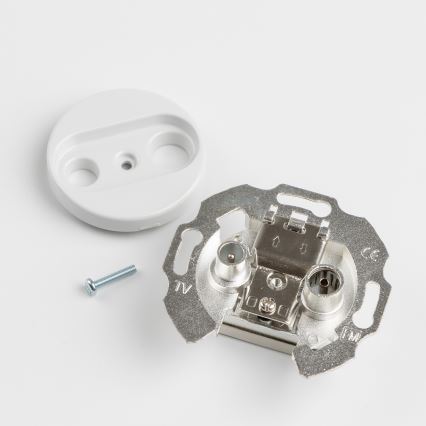 Kliklap - Retro účastnická zásuvka TV+R (průběžná) s rámečkem sněhově bílá