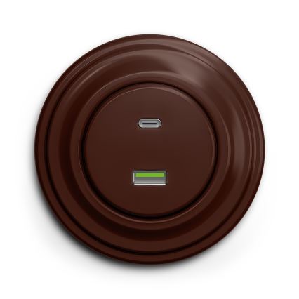 Kliklap - Retro USB zásuvka A+C bez rámečku hnědá