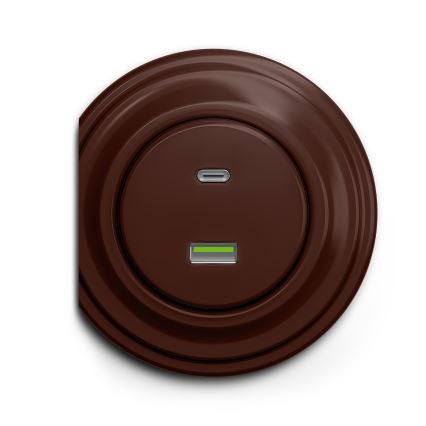 Kliklap - Retro USB zásuvka A+C bez rámečku hnědá