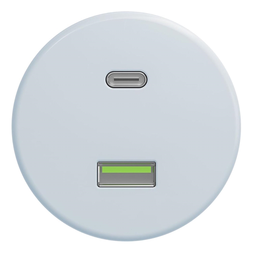 Kliklap - Retro USB zásuvka A+C bez rámečku modrá