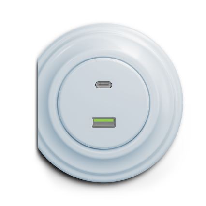 Kliklap - Retro USB zásuvka A+C bez rámečku modrá