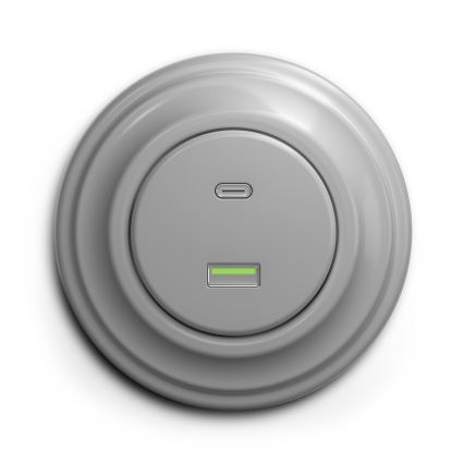 Kliklap - Retro USB zásuvka A+C bez rámečku šedá