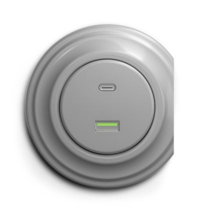 Kliklap - Retro USB zásuvka A+C bez rámečku šedá