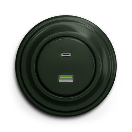 Kliklap - Retro USB zásuvka A+C bez rámečku zelená