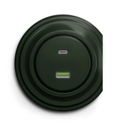 Kliklap - Retro USB zásuvka A+C bez rámečku zelená